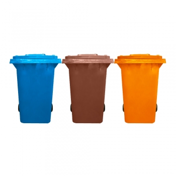 360L Mobile Garbage Bin 2-Wheel - Blue/Brown/Orange